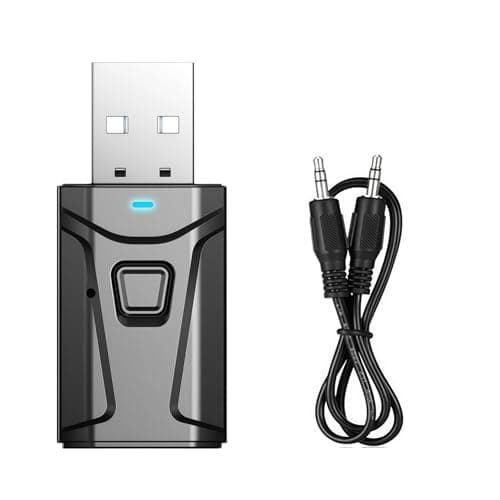 USB Bluetooth 5.0 Adapter for PC, TV & Car, Bluetooth Trans/mitter and Receiver for TV with AU/X, USB Extender & Multi-Port Function, Plug and Play for Enhanced Connectivity, Clear Sound Quality