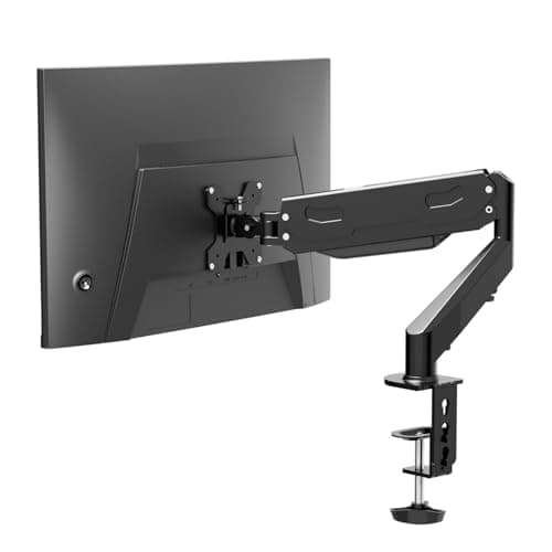Pholiten Single Monitor Stand, Single VESA Desk Mount for Most 13”-32” PC Screens, Adjustable Freestanding Single Monitor Mount with Tempered Glass Base, Swivel Tilt Rotation, Max VESA 100x100mm