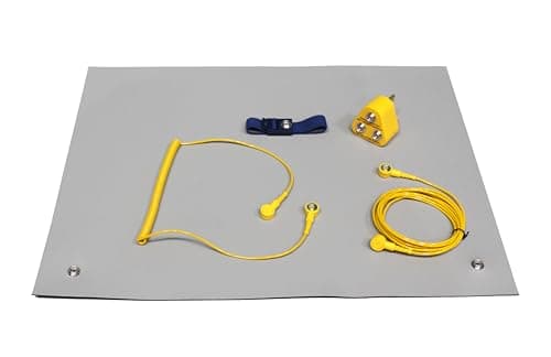 Kill Stat Anti Static ESD Grounding Kit – Anti Static Mat & Wrist Strap with UK Plug & Grounding Cords – Safe for PC Building, Electronics Repair & Soldering (Grey, 300 x 600mm)