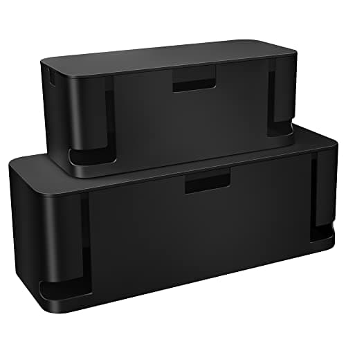 ZhiYo Cable Management Box Black, 2Pack Cord Organizer Box
