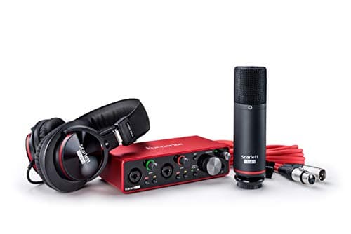 Focusrite Scarlett 2i2 Studio 3rd Gen USB Audio Interface Bundle for the Songwriter with Condenser Microphone and Headphones for Recording, Streaming and Podcasting, Red