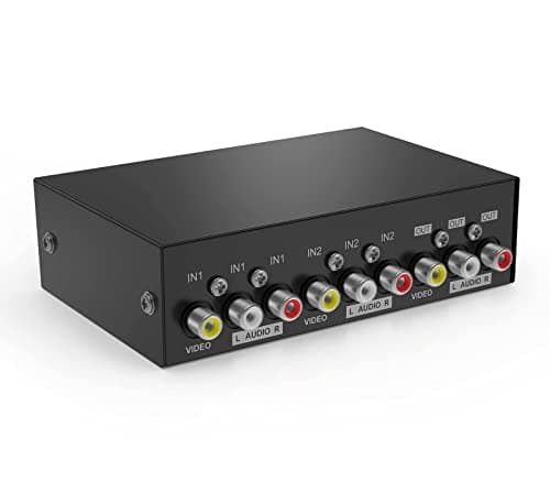 AV RCA Switch Box 2 in 1 out, MT-ViKI AV Switcher Composite Video L/R Audio Selector Box for DVD STB Game Consoles