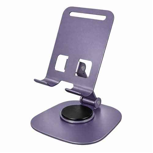 Boulton Foldable Phone Stand - 360° Rotatable Phone Holder Stand - Adjustable, Portable, Multi-Angle Aluminium Holder for Smartphones & Tablets - Desk & Travel Stand for Hands-Free Viewing (Purple)
