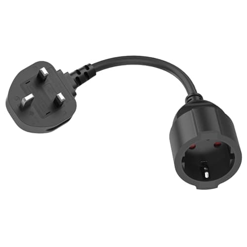 HITRENDS EU to UK Plug Adapter | 25CM Short Cable | With 13A Fused | Converts EU 2-Pin to UK 3-Pin | 250V/13A, 3250W for Power Tools & Appliances, Black