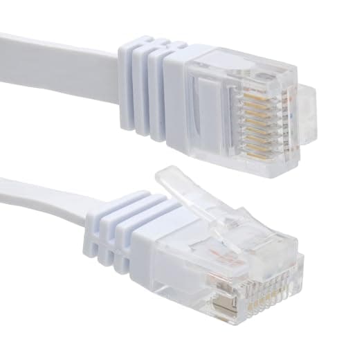 kenable Flat CAT6 Ethernet Cable Low Profile Gigabit Network Patch Lead Pure Copper RJ45 White 0.15m/15cm