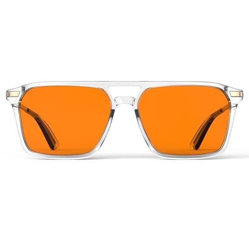 Goiteia 100% Orange Blue Light Blocking Glasses-Amber Tint Gaming Glasses for Better Sleep/Eyes Strain/Light Sensitive-Ultra Light & Spring Hinges for Better Comfor