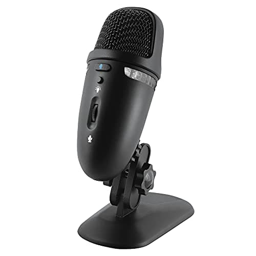Cyber Acoustics Premium USB Condenser Microphone with Colored LED Lights - Featuring Dual Recording Patterns - Compatible with PC and Mac (CVL-2009)