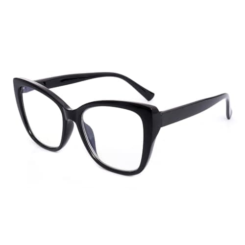 OKH Cat Eye Blue Light Blocking Glasses for Women – Stylish Oversized Computer Glasses, Anti-Glare Clear Lens Eyewear, UV400 Protection (Black)