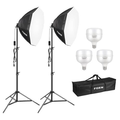 FGen Photography Lighting Kit,135W 5500K Studio Light and Ruggedised Tripod | 70cm Octagonal Softbox Cable Length 2.5m,Photography Light for Studio Photography and Video Recording