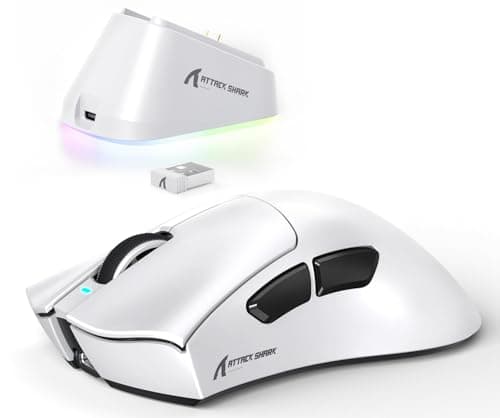 ATTACK SHARK V3PRO Wireless Gaming Mouse with Magnetic Charging Dock, PixArt PAW3311 Sensor, Up to 25000 DPI, BT/2.4Ghz/Wired, 100M Clicks, 500mAh, 65g SUPERLIGHT Mice for Win11/Xbox/PS/Mac -White