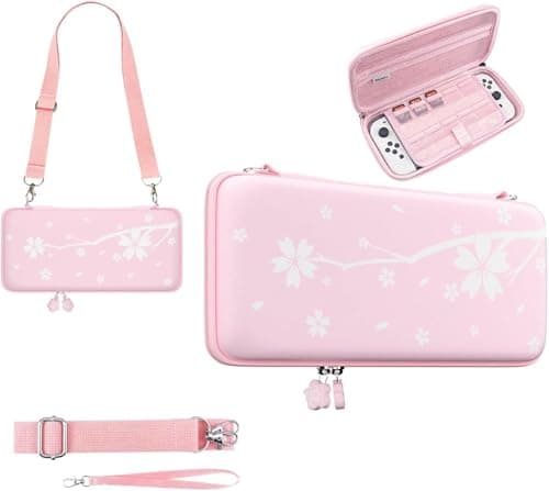 Mytrix Switch 2 Carry Case Compatible with Nintendo Switch 2 Console, Accessories and Games, Portable Travel Case Bundle, Hardshell Pouch Girl Storage Bag, Sakura Cute Pink