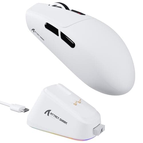 ATTACK SHARK G3PRO Wireless Gaming Mouse with Magnetic Charging Dock, PixArt PAW3311 Sensor, Up to 25000 DPI, BT/2.4Ghz/Wired, 100M Clicks, 500mAh, 59g SUPERLIGHT Mice for Win11/Xbox/PS/Mac -White
