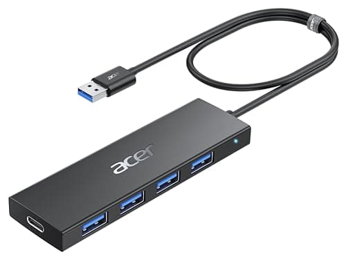 Acer USB Hub 3.0, Ultra Slim USB Adapter 4 Ports Splitter with Powered USBC