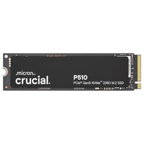 Crucial P510 1TB SSD NVMe M.2 PCIe 5.0 x4 Gen5, Read/Write Speeds up to 11,000/9,500 MB/s, Laptop & Desktop (PC) Compatible, Solid State Drive - CT1000P510SSD8-01