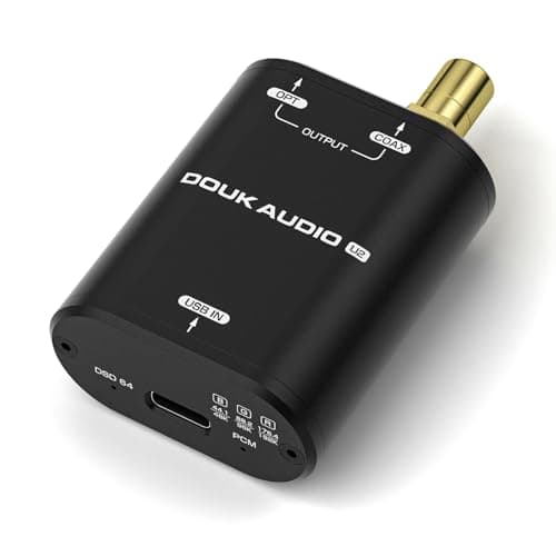 ​Douk Audio U2 USB to SPDIF Converter: Digital Interface Reclocker - Optical/Coaxial Hi-Res Audio Adapter for PC/Phones & DAC Systems (XMOS XU316 Chip)​​