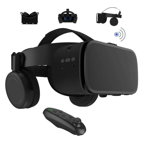 BOBOVR VR Headset with Wireless Remote Bluetooth, 3D VR Glasses for Movies & Video Games IMAX, Festival Gift Compatible for Android iOS iPhone 16 15 14 13...8 6 etc Samsung 4.7-6.3" Cellphone (Black)