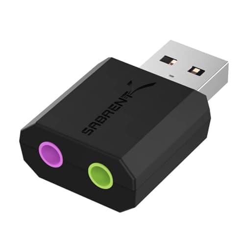 SABRENT USB to AUX Adapter, External USB Sound Card with 3.5mm Jack Adapter
