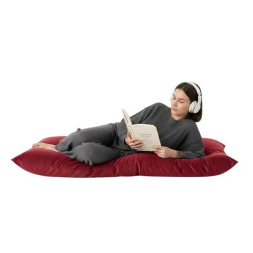 Kosiproducts Beanbag Floor Square Cushions Pillow Plush Velvet 100% Soft Polyester-[90cmx90cm, Red