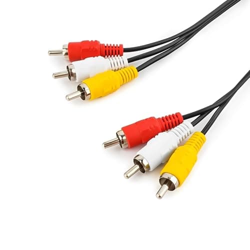 3-in-1 RCA Phono Cable - Yellow/Red/White Composite Audio Video Lead (1M)