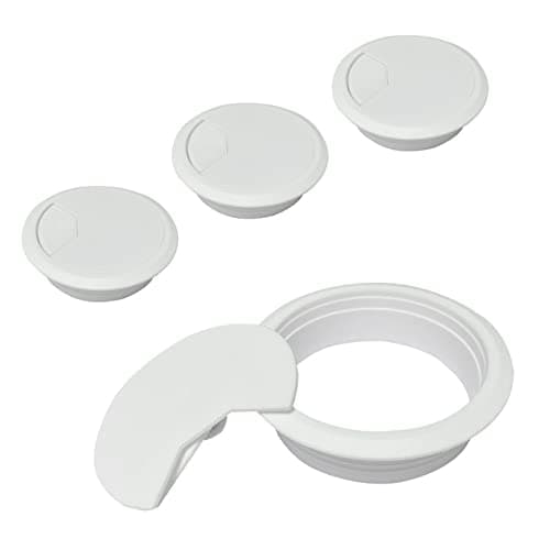 80mm(3.15 inch) Desk Cable Wire Grommet, 4Pcs White Desk Grommet Cord Cable, Desk Table Grommet Cable Tidies for Home and Office Table Surface Port Hole Covers