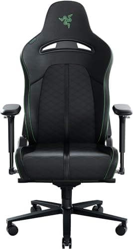 Razer Enki - Gaming chair with Integrated Lumbar Support (Desk/Office Chair, Multi-Layer Synthetic Leather, Foam Padding, Head Cushion, Height Adjustable) Green