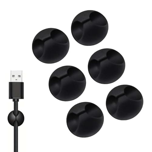 Adhesive cable tidy clips, Universal Cord Organizer,black,6-Pack Self