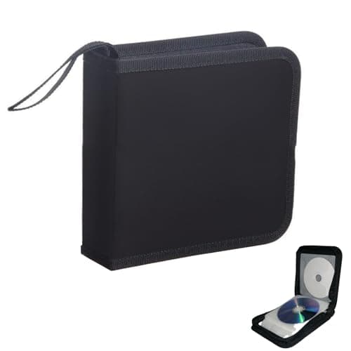 40-disc CD DVD Case for Storage: Black CD Wallet for Car Home & Travel