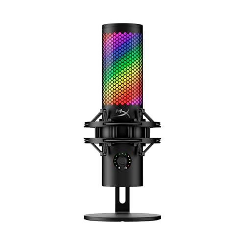 HyperX QuadCast 2 S – USB Microphone, with RGB Lighting, Streaming and Podcasting, with On-Board Controls, LED Lighting, Removable Shock Mount, PC, Mac, USB-C - Black