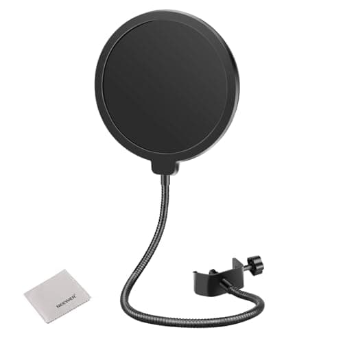 NEEWER Microphone Pop Filter Shield Compatible with Blue Yeti Mic, Professional Dual Layered Wind Pop Screen with 360° Flexible Soft Tube, Adjustable Clip, and Cleaning Cloth, NW(B-3)