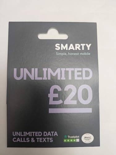 ZIDIOR SMARTY Unlimited Data SIM Card £20, Unlimited UK Data, Calls & Texts, No Contract, Prepaid Mobile Plan, 1-Month Rolling, 5G Ready, Trusted UK Network