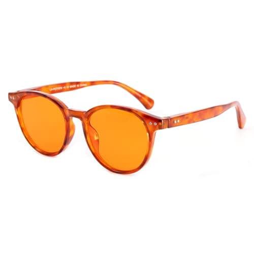 OKH Blue Light Blocking Glasses Men Women Gaming Retro Round Glasses Anti Glare and Fatigue,Relieve Eye Fatigue for Screens TV Phone Computer(Orange-99%-Light Tortoise)