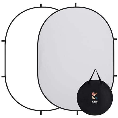 Kate Collapsible Backdrop Pop Up Background Double-Sided White and Grey Screen Foldable Backdrops for Photography, Gaming and Live Streaming(5'x6.5',1.5x2m,White/Grey)