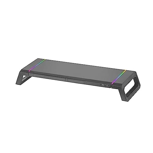 Mars Gaming MGS-ONE Black, Chroma RGB Monitor Stand, Adjustable Size, Smartphone and Tablet Stand, Front USB 2.0