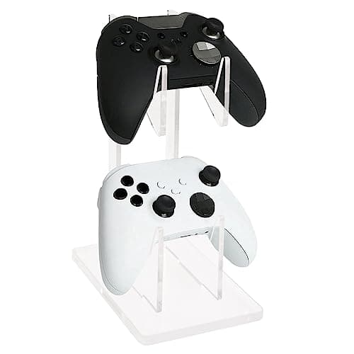 Daelesr Transparent Acrylic Game Controller Stand Holder, Double-Layered Gaming Controller Holder Stand, Universal Dual Gamepad Controller Holder Accessories, Headphones Headset Stand for Desk Table