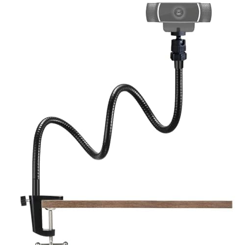 Tentucro Adjustable 27" Gooseneck Desktop Webcam Stand Holder Camera Desk Clamp Mount for Logitech Webcam C925e C922x C922 C930e C930 C920 C615 and More (1/4" Threaded)