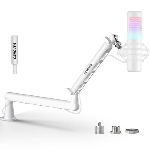 Microphone Arm,Aokeo AK-55 Desk Low Profile Adjustable Mic Boom Arm Stand,Suitable For Blue Yeti,Snowball iCE, HyperX QuadCast,SoloCast,Elgato Wave,Etc
