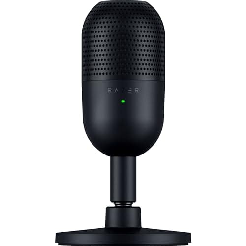 Razer Seiren V3 Mini - Ultra-compact USB Microphone (14 mm Condenser Mic, Supercardioid Pickup Pattern, Tap-to-Mute Sensor with LED Indicator, Built-in Shock Absorber, Plug-and-Play Design) Black