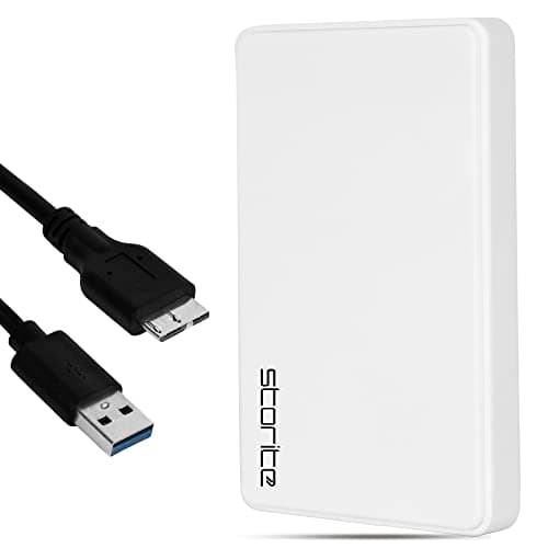 Storite Gaming External Hard Drive, 2.5 Inch, USB 3.0, White, 500GB | Portable HDD, LED Light Indicator, ABS Plastic Construction, Compatible with PS4, PC, Mac, Android