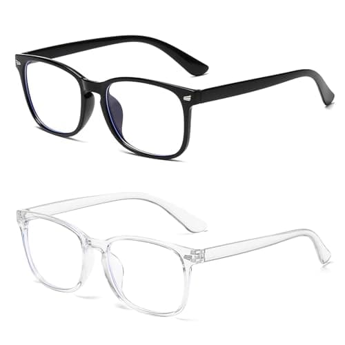 AFIODA 2 Pack Blue Light Blocking Glasses for Women and Men Anti Glare Computer Gaming Eyewear Lightweight Clear Frame for Eye Strain Relief