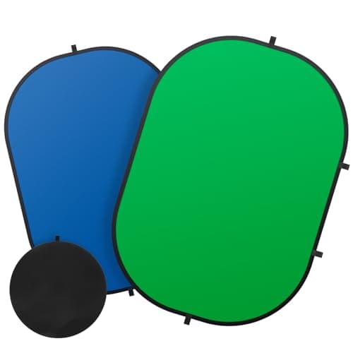 3x5ft/100x150cm Green Screen Backdrop for Photography, Double Sided Green Screen and Blue Screen, 2 in 1 Collapsible and Reversible Background for Photography, YouTube Videos,and Live Streaming