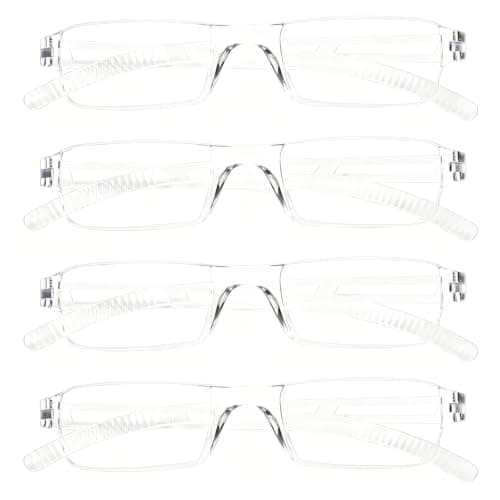 MMOWW 4 Pack Reading Glasses Blue Light Blocking Lightweight Rimless Frame