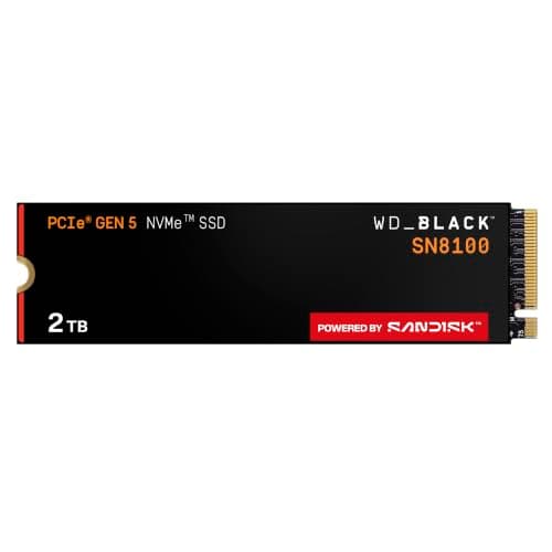 WD_BLACK SN8100 PCIe Gen 5 NVMe SSD 2TB (Up to 14,900MB/s read, 11,000MB/s write speeds, Next Gen TLC 3D CBA NAND, Up to 1,200TBW, Best for AI Applications, Gaming, Video Editing) POWERED BY SANDISK