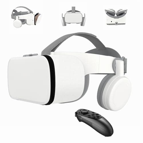3D VR Headset for Phone, Wireless Bluetooth VR Headset VR Goggles, Compatible for Android Phones and iPhone 16 16e15 15 Pro 14 13 12 11 etc. Nice Gift (White)