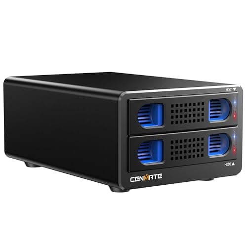 CENMATE Aluminum 2 Bay 10Gbps Hard Drive Enclosure with Cooling Fan for 2.5/3.5 SATA HDD/SSD with USB A/C 3.2 Gen 2, Support Hot Swappable, Tool-Free HDD Enclosure, DAS(NO RAID/NAS)