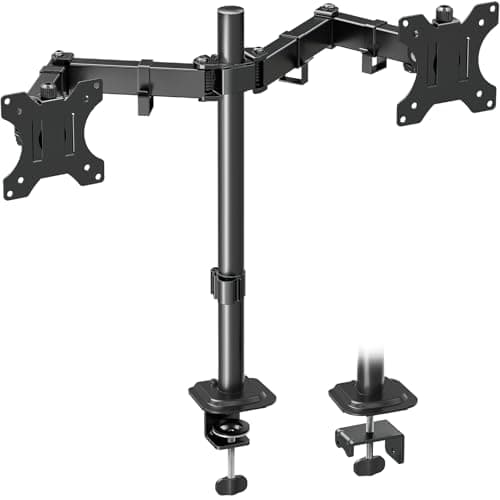MOUNTUP Dual Monitor Arm Desk Mount for 13–32 Inch Computer Screens | Adjustable Double Monitor Arm with Tilt, Swivel, Rotate, Height Adjustable up to 423mm, Up to 8kg, VESA: 75x75mm &100x100mm