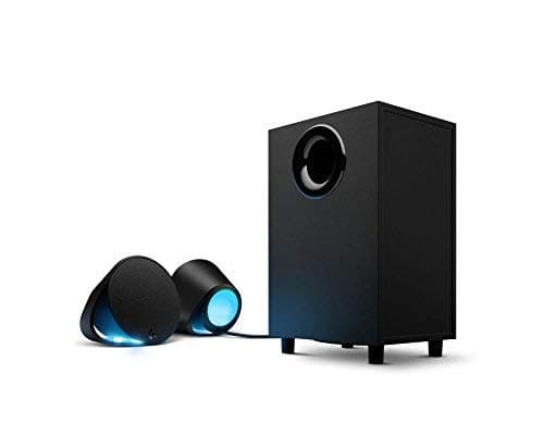 Logitech G560 PC Gaming Speaker System with 7.1 DTS:X Ultra Surround Sound | Game based LIGHTSYNC RGB, Two Speakers and Subwoofer, Immersive Gaming Experience, UK Power Plug - Black