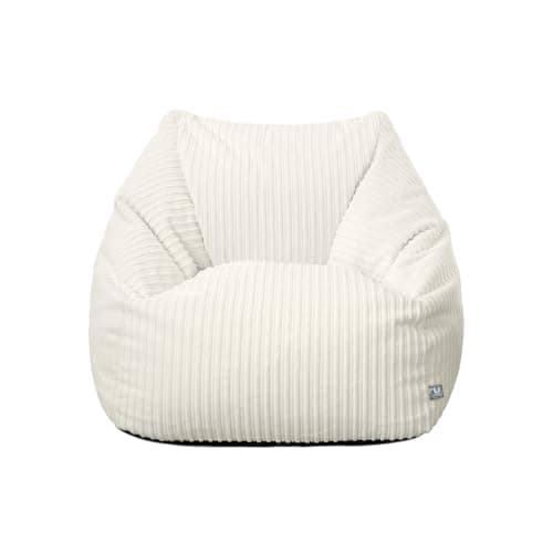 rucomfy Adult Large Armchair Beanbag - Soft Corduroy - Ivory