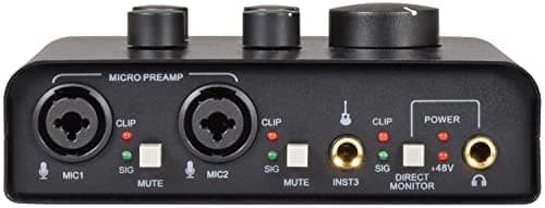 Citronic | USB Audio Interface - 2 x Microphone Inputs & 1 x Instrument Input