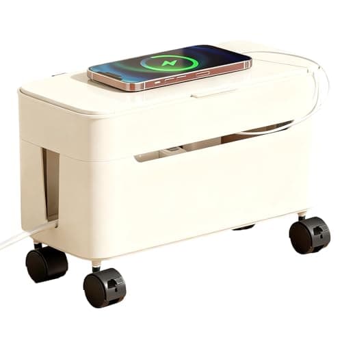 Cable Management Box Desktop Wire Storage with Wheels | Tabletop Charger Cord Storage for Office Home Entertainment Center Gaming Setup TV Stand Computer Desk Living Room Bedroom