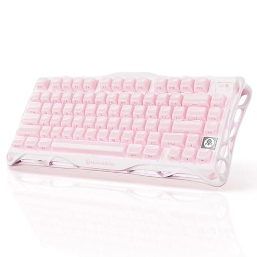 GravaStar Mercury,K1 75% Pink Wireless Mechanical Gaming Keyboard, Aluminum Alloy Exoskeleton Design, Gasket Custom Keyboard Hot-Swap Socket, Linear Switches, RGB Backlit -Sakura Pink